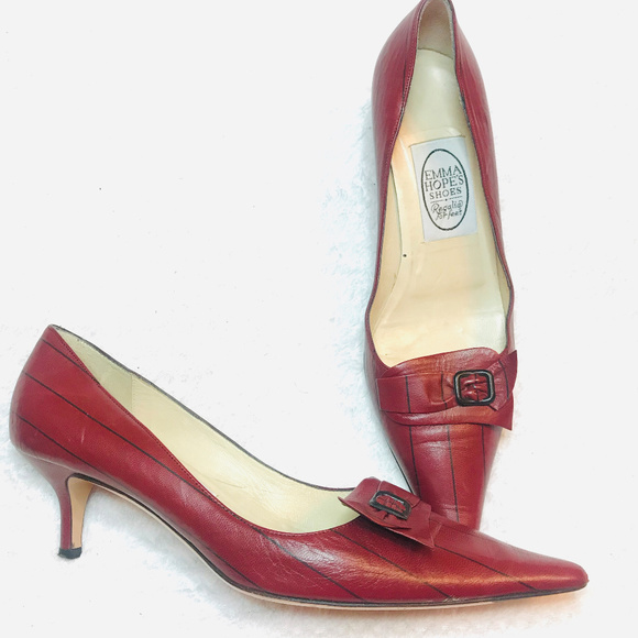 EMMA HOPE'S Made in Italy Stripped Kitten heel Pump shoes - Picture 1 of 6